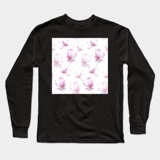 Romantic spring Cosmos flowers watercolor print Long Sleeve T-Shirt